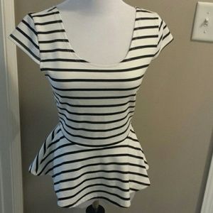 Black and white peplum top